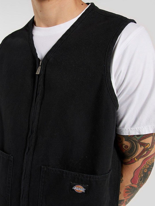 Canvas Ärmelloses 3 in 1 Winter Herren Jacken Schwarz
