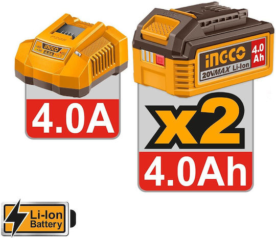 Ingco CIWLI2055E Brushless Μπουλονόκλειδο Μπαταρίας 20V 2x4Ah