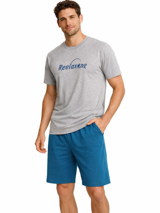 Relax Anatomic Sommer Herrenpyjama Grau-Türkis
