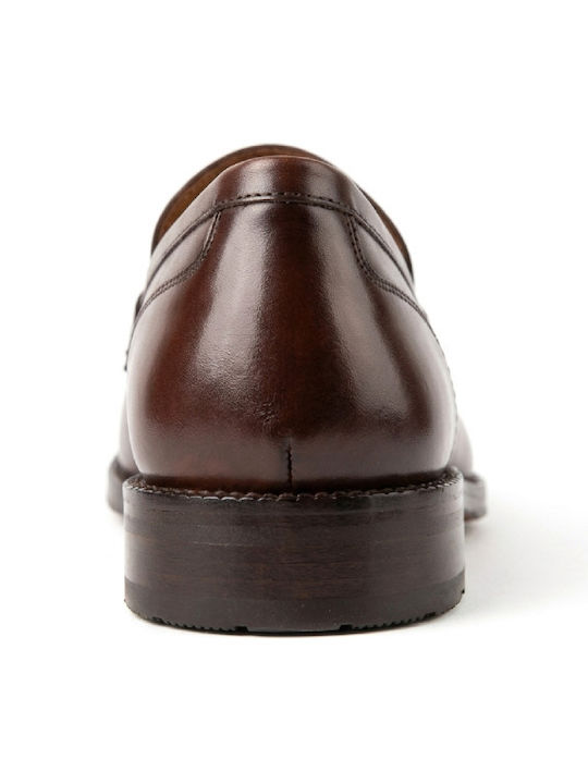 Leather Men's Moccasins In Tabac Brown Color
