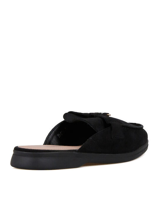 Suede Mules With Heel In Black Colour
