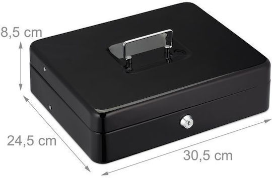 Cash Box Coins Banknotes Relaxdays 8.5 X 30.5 X 24.5 Cm Black