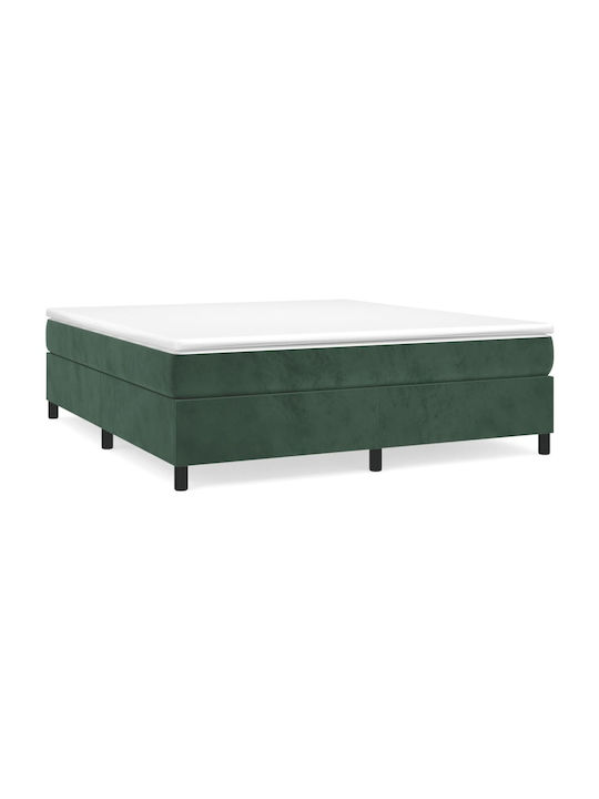 Double Bed Mattress Base Upholstered with Fabric Dark Green for Mattress 160x200cm