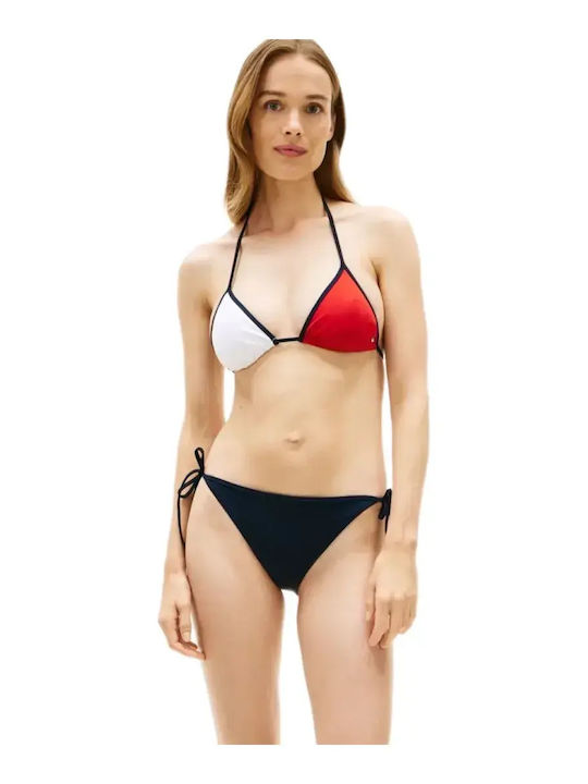 Bikinioberteile Dreieck Mit Polsterung Stil Blau-Rot-Weiß