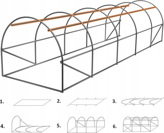 Seră De Grădină Tip Tunel Ramă Metalică 400x800cm Verde 32mp