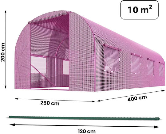 Seră De Grădină 2,5 X 4 M 10 M2 Roz Plonos
