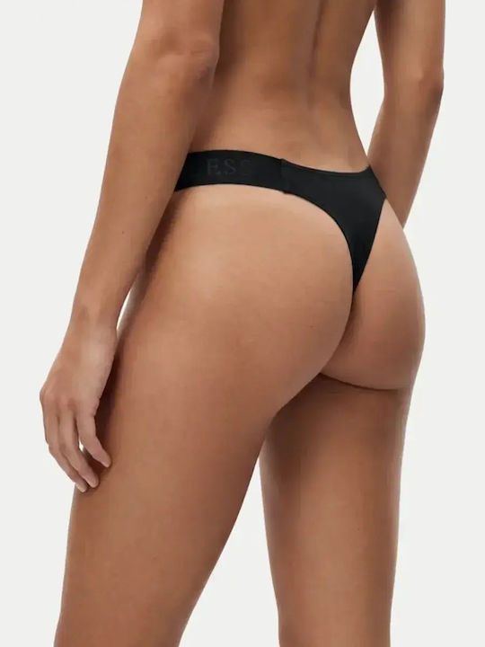 High Waist Women's String Black