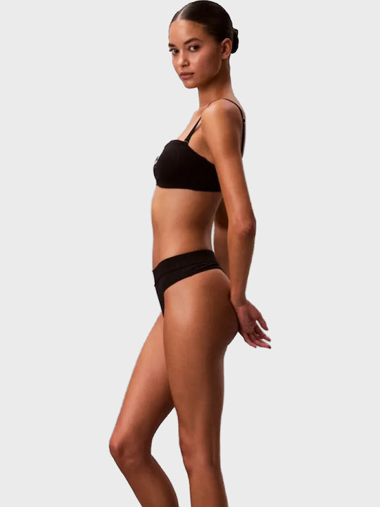 Cotton High Waist Women's String Black