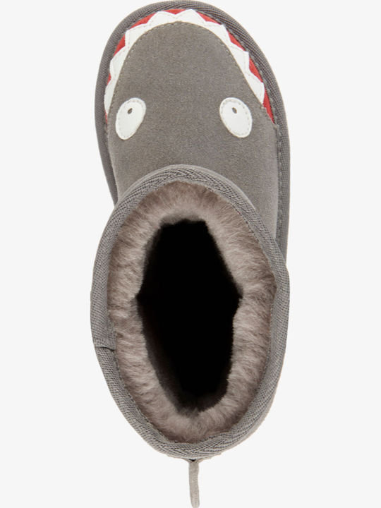 Leather Kids Ankle Boots Gray