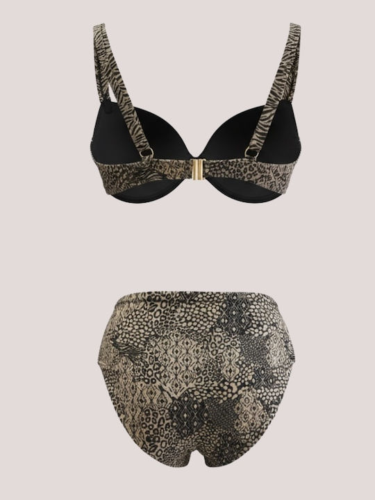 Set Bikini με Ελαφριά Ενίσχυση Ψηλόμεσο Animal Print