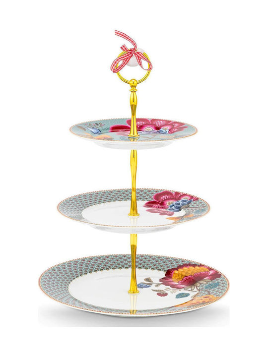 PiP Studio Εταζέρα από Πορσελάνη Μπλε Ø17cm Π21xΜ26.5cm