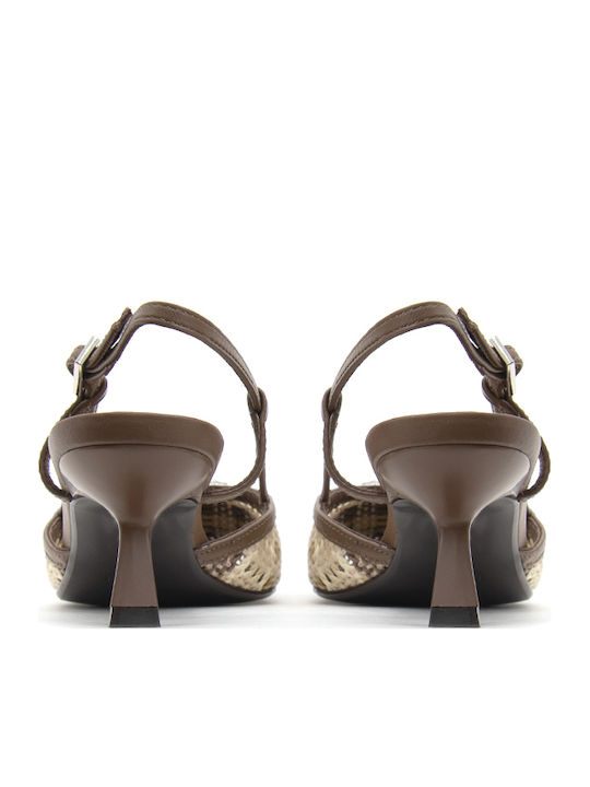 Leather Heels with Strap & High Brown Heel Pumps