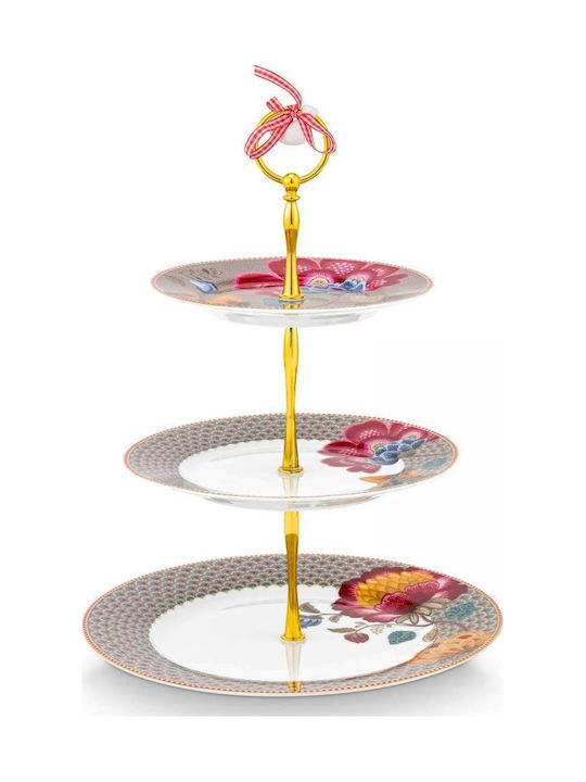 PiP Studio Tiered Appetizer Stand Porcelain Multicolour Ø17cm W21xL26.5cm