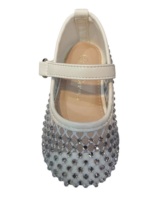 Kids Ballerinas with Hoop & Loop Closure White
