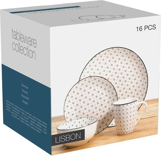 Excellent Houseware Σερβίτσιο Πιάτων από Πορσελάνη Λευκό 16τμχ