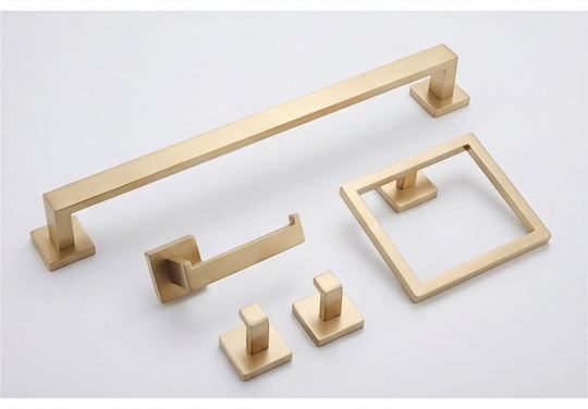 Naron Wall Mounted Bathroom Accessory Set Inox Gold 5 Pieces