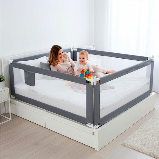 Bară de Protecție pentru Pat din Metal în Culoare Gri 210cm
