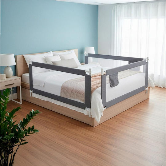 Bară de Protecție pentru Pat din Metal în Culoare Gri 210cm