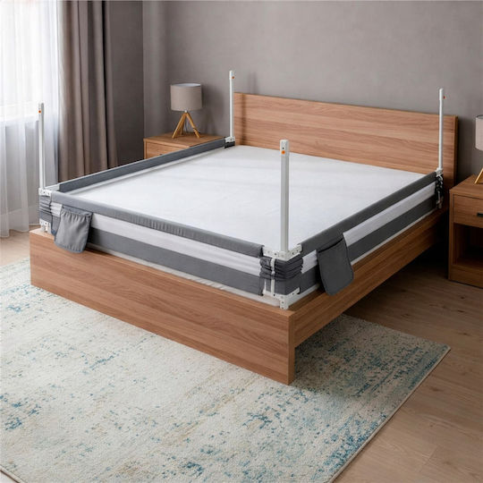 Bară de Protecție pentru Pat din Metal în Culoare Gri 210cm