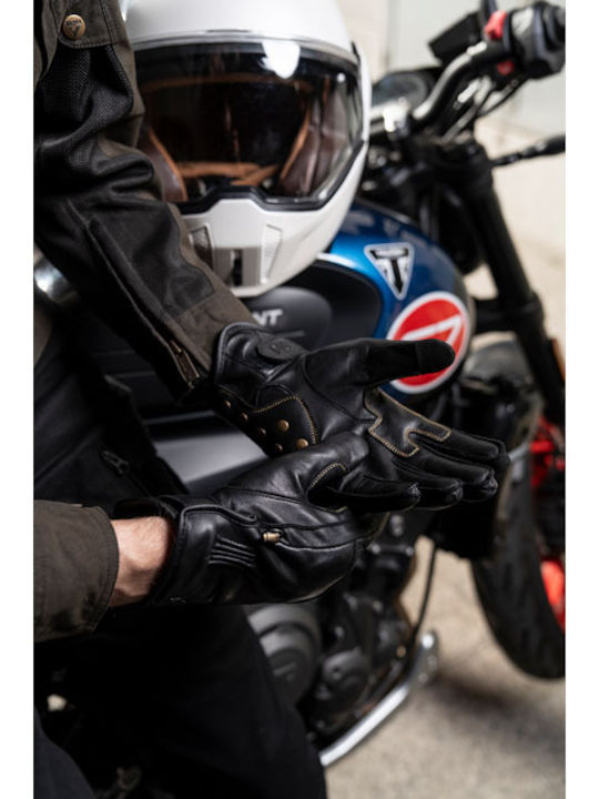 ByCity Thunder Summertime Men's Motorcycle Leather Gloves Black