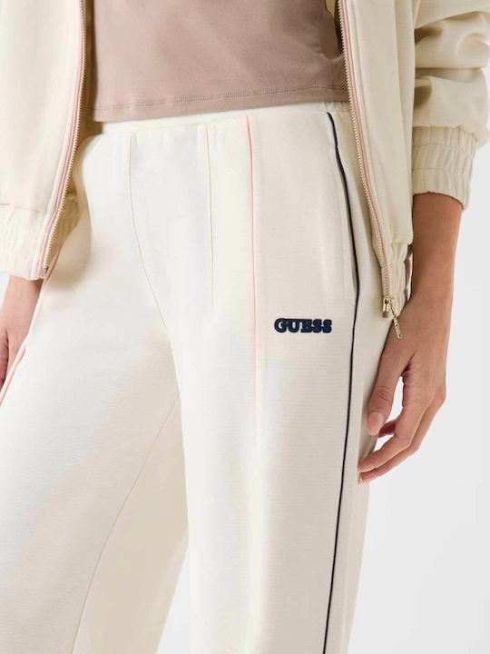 Damen Jogginghosen Hoch Taille Breit Ecru