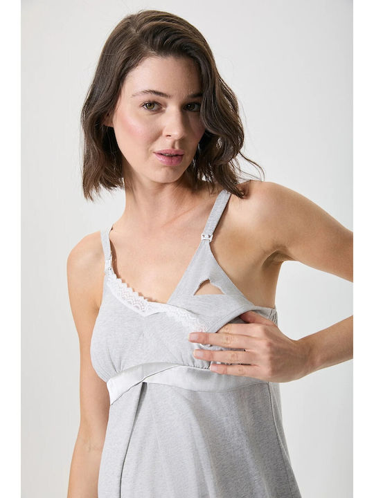 Penye Mood Maternity Nightgown Gray Grey A10164__grey