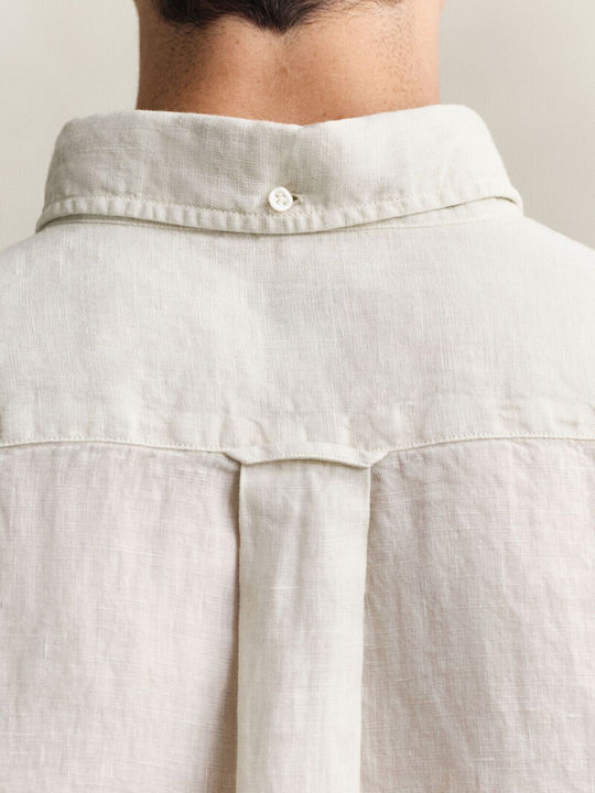 Reg Long Sleeve Linen Shirt in Regular Fit Beige
