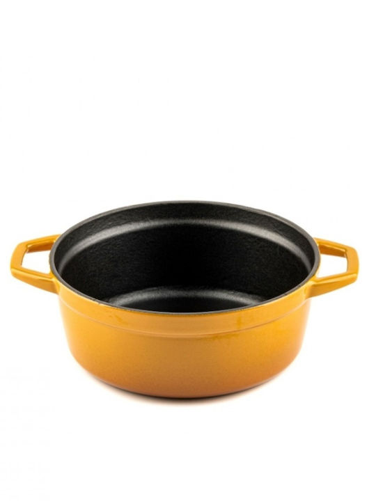 Hosse Deep Cast Iron Pot 2.61lt 20cm Yellow