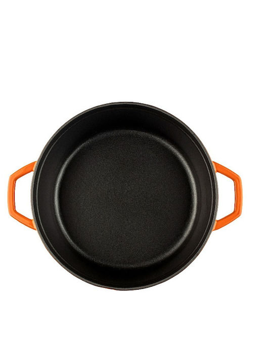 Hosse Deep Cast Iron Pot 0.765lt / 12cm Orange