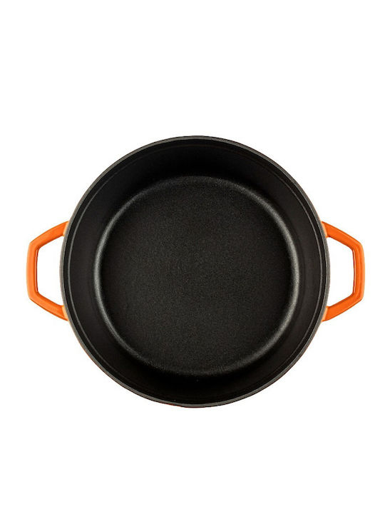 Hosse Deep Cast Iron Pot 2.61lt 20cm Orange