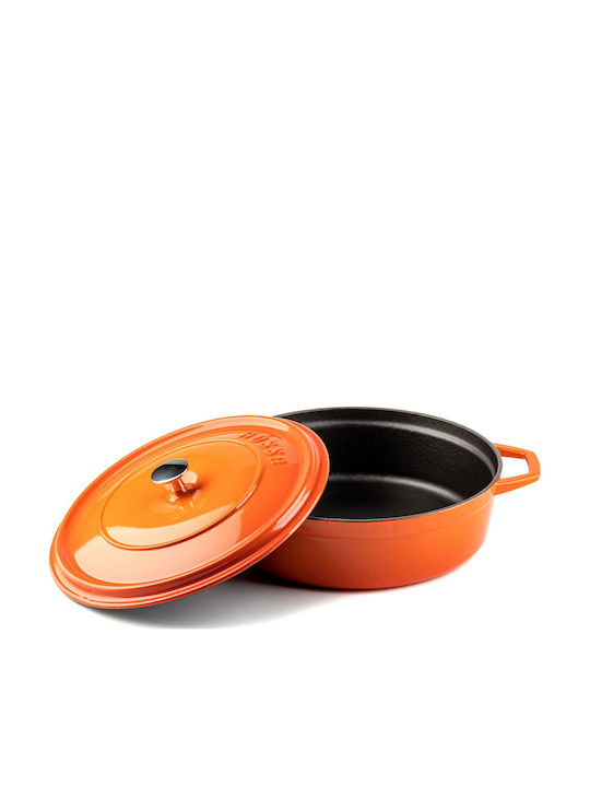 Hosse Deep Cast Iron Pot 3.4lt 28cm Orange