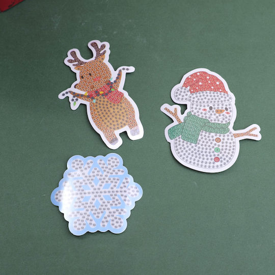 Diy Christmas Series Stickers with Rhinestones Snowmen 3 Pieces
