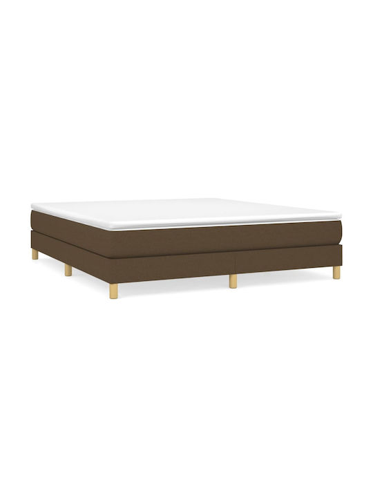 Saltea Supradublă Pătată cu Material Maro Închis cu Plăci și Saltea 160x200cm