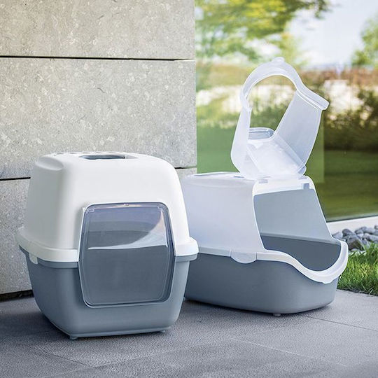 Stefanplast Cathy Easy Clean Τουαλέτα Γάτας Κλειστή με Φίλτρο Γκρι Μ56 x Π40 x Υ40cm