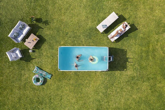 Bestway Schwimmbecken 8.124lt mit Metallic-Rahmen 412x201x122cm Grau