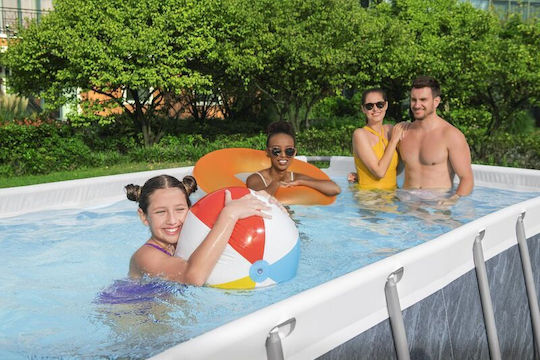 Bestway Schwimmbecken 8.124lt mit Metallic-Rahmen 412x201x122cm Grau