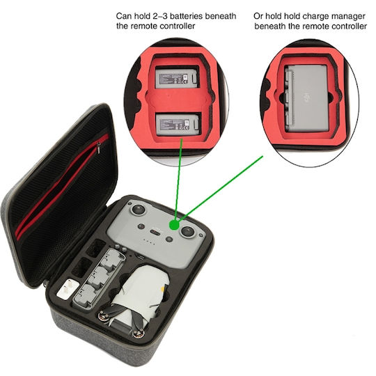 Gray Fabric Carrying Case for DJI Mini 2 SE 21.5x10x29.5cm