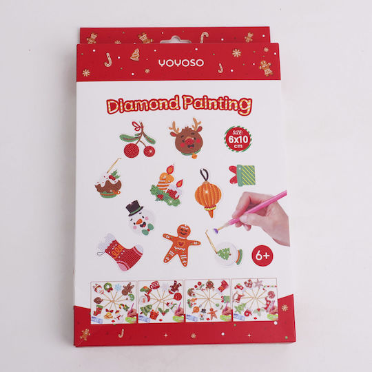 Diy Christmas Series Hanging Decorations Rhinestone Paper 10 Pieces