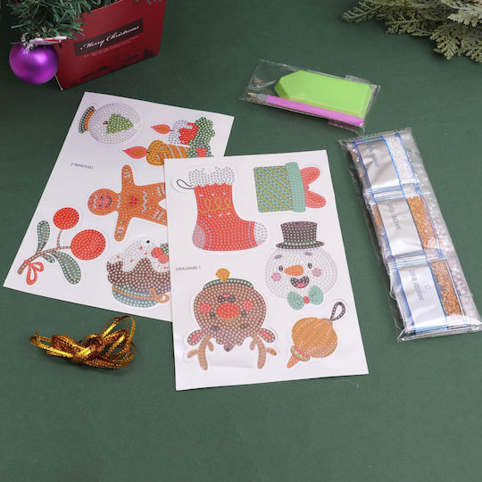 Diy Christmas Series Hanging Decorations Rhinestone Paper 10 Pieces