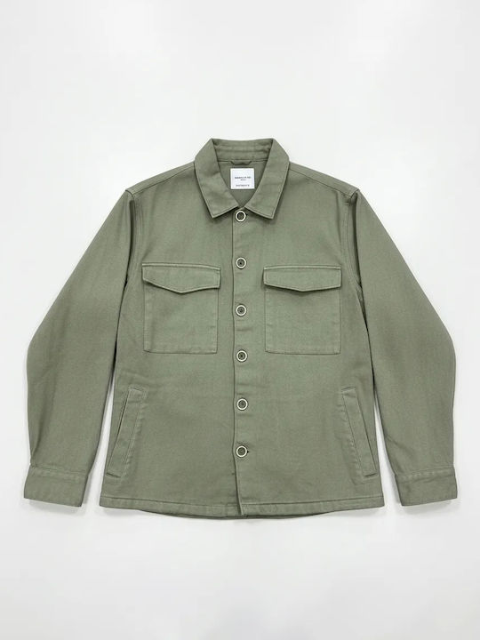Langärmeliges Overshirt Olivgrün