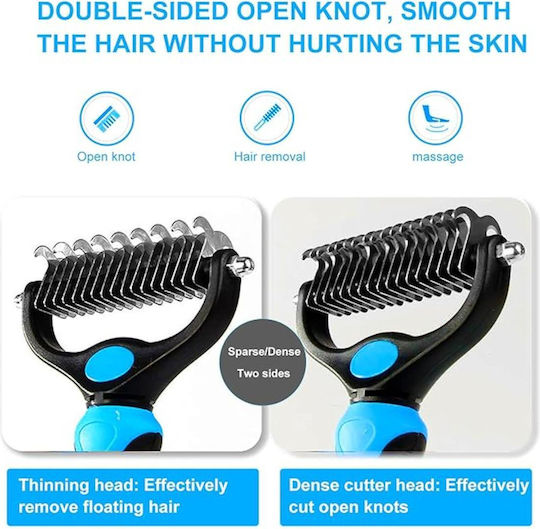Brush for Long-Haired Dogs Double Sided for Coat Cleaning Blue
