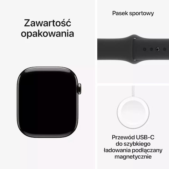 Apple Apple Watch Series 10 Cellular Titanium 46mm Waterproof with eSIM and Heart Rate Monitor Slate Black Sport Band M/L