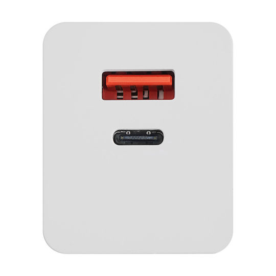 Akyga Mobile Phone Charger Without Cable with USB-A and USB-C Output Ports 100W Power Delivery White