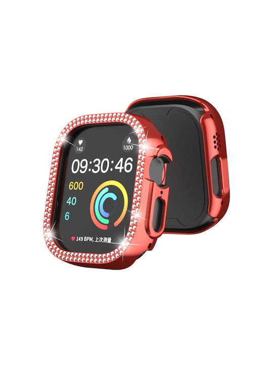 Apple Watch Ultra 3 2 1 49mm Xdfind Double Row Diamond Hollow Θήκη Ρολογιού Pc Κόκκινη