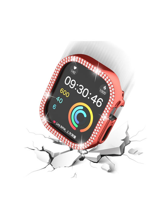 Apple Watch Ultra 3 2 1 49mm Xdfind Double Row Diamond Hollow Θήκη Ρολογιού Pc Κόκκινη