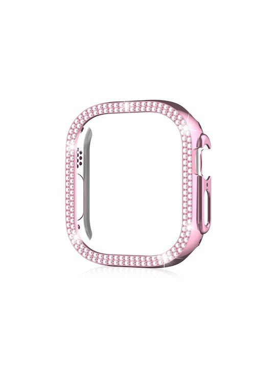 Apple Watch Ultra 3/2/1 49mm Xdfind Doppelreih Diamant Hohl Uhr Hülle Kunststoff Rosa