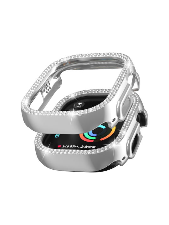 Apple Watch Ultra 3 2 1 49mm Xdfind Double Row Diamond Hollow Θήκη Ρολογιού Pc Ασημί
