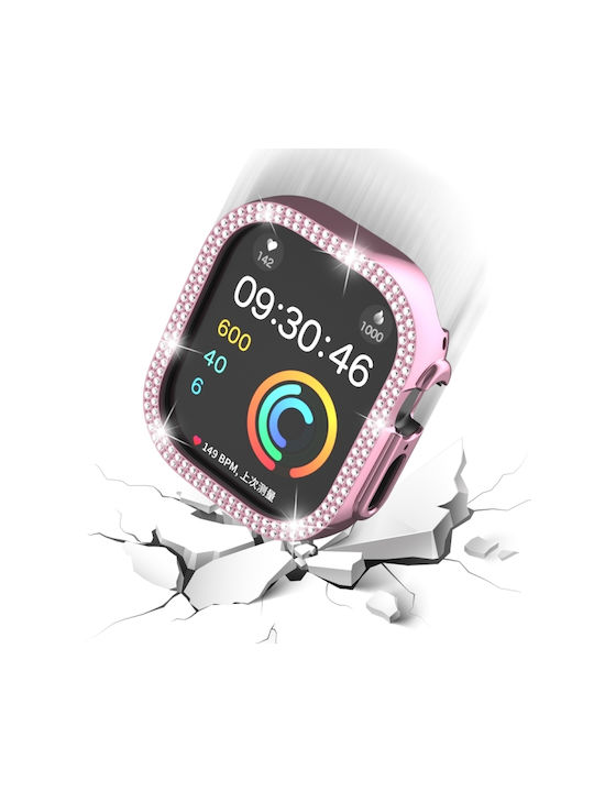 Apple Watch Ultra 3/2/1 49mm Xdfind Doppelreih Diamant Hohl Uhr Hülle Kunststoff Rosa