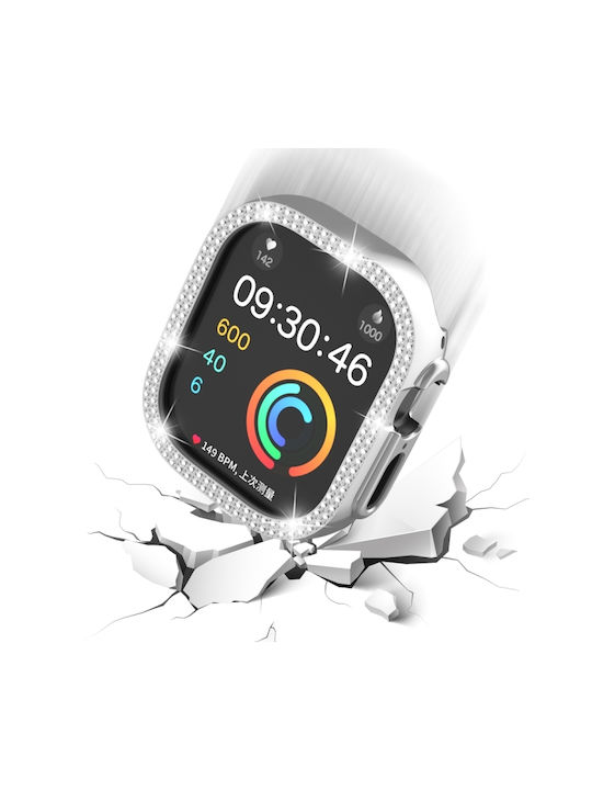 Apple Watch Ultra 3 2 1 49mm Xdfind Double Row Diamond Hollow Θήκη Ρολογιού Pc Ασημί