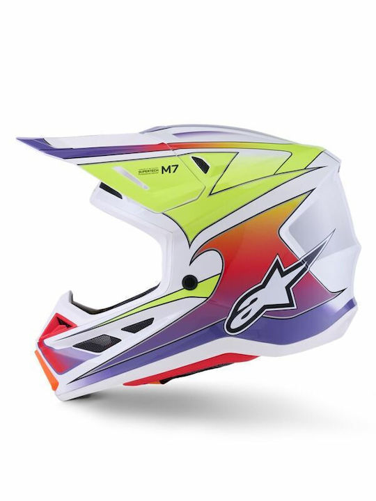 Alpinestars S-M7 Fuse White Gloss Κράνος Μηχανής Motocross ECE 22.06